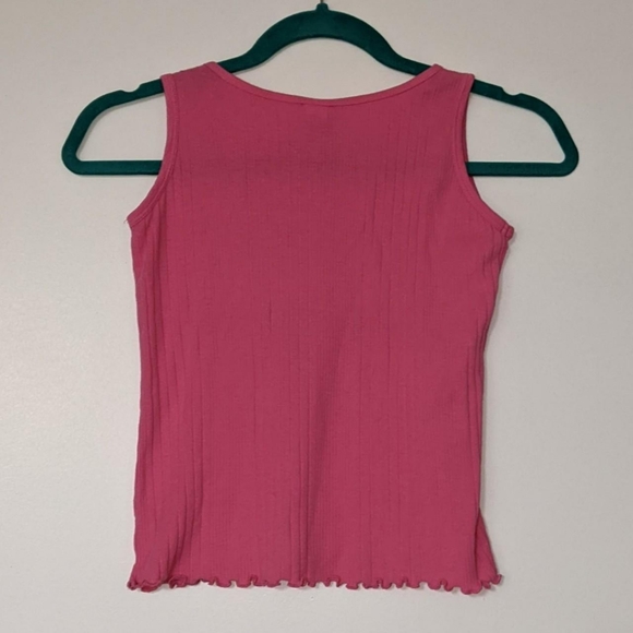 5/$25 GAP pink tank top ribbed scallop trim heart buckle cotton - Picture 3 of 4
